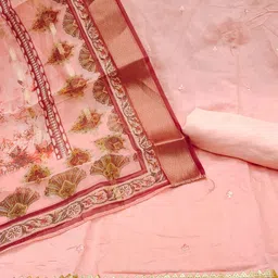 Blissta Floral Embroidered Unstitched Dress Material image 3