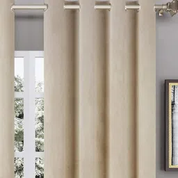 Aura Beige Velvet Window Curtain image 3