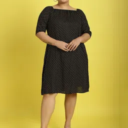 theRebelinme Polka Dot Print Off-Shoulder A-Line Midi Dress-image-80