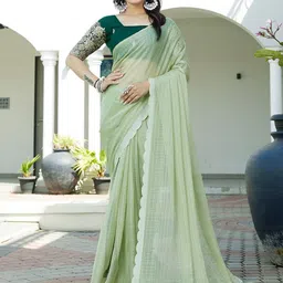 K 5 Fashion Checked Pure Chiffon Saree-picture-10