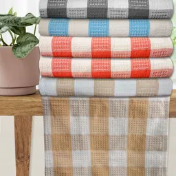 Athom Living Premium Blue & Orange Colored 6 Pieces Printed Cotton 210 GSM Bath Towels-image-8