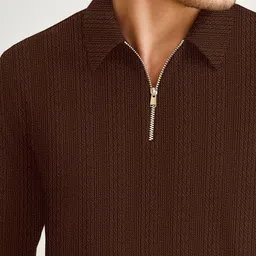 KAJARU Self Design Polo Collar Regular Fit T-shirt image 5