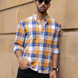Powerlook Men Tartan Checks Checked Casual Shirt image 3