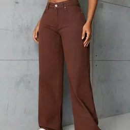 NU CLOTHS Women Comfort Wide Leg High-Rise Clean Look Stretchable Denim Jeans-picture-33