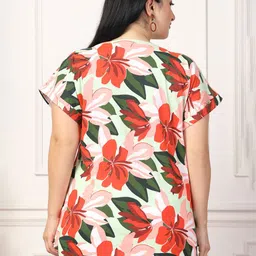 House Of Zelena Women Floral Printed Round Neck Cotton Top image 5