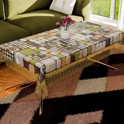 Kuber Industries White Floral Plastic 4-Seater Table Cover image 3