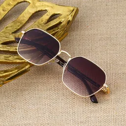 Ted Smith Unisex Brown Lens & Gold-Toned Square Sunglasses with-picture-25