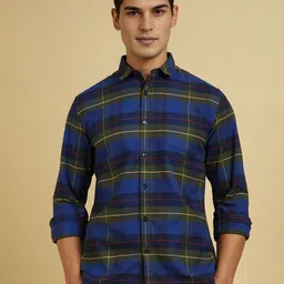 Allen Solly Men Spread Collar Tartan Checked Cotton Casual Shirt-image-82