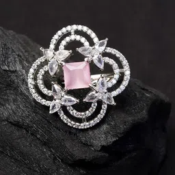 Zoey Silver-Plated Cubic Zirconia-Studded Adjustable Finger Ring-picture-16