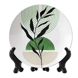 THE QUIRKY HOME Green & White Printed Ceramic Wall Plates image 3