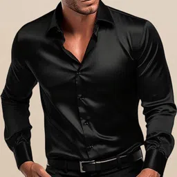 INDOPRIMO Men Solid Spread Collar Satin Formal Shirt-picture-14