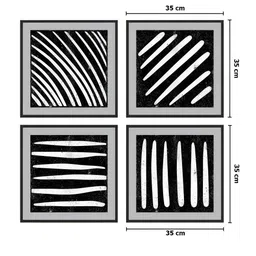 999Store Black & White 4 Piece Canvas Abstract Wall Paintings image 4