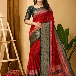 HERE&NOW Checked Zari Art Silk Saree-picture-27