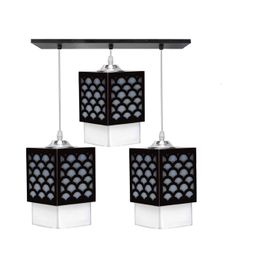 Gojeeva Black & White Textured Wooden Rectangle Shaped Ceiling Lamp-picture-11