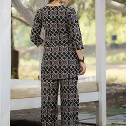 7Threads Printed Pure Cotton Round Neck Tunic With Trousers Co-Ords image 4