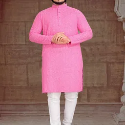 Riddhi Siddhi Enterprises Men Embroidered Chikankari Kurta-image-34