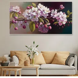 DEKORSTATION White & Green 1 Piece Canvas Floral and Botanical Wall Painting-image-29