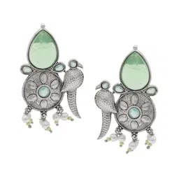 Shining Jewel - By Shivansh Silver-Plated Stones Studded & Pearls Beaded Jewellery Set image 4