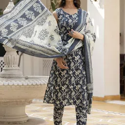 Dhibha Women Blue Cotton Blend Clothing Set-picture-38