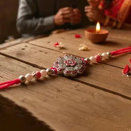 LUCKY JEWELLERY 2-Pcs Silver-Plated Greeting Card & Roli Chawal image 2