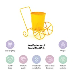 THREADVIBE LIVING Yellow Cart Design Table Top Planter Stand image 5