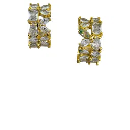 AVANT-GARDE PARIS Gold-Plated Cubic Zirconia Studded Semi Circular Half Hoop Earrings image 3