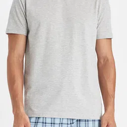 DeFacto Checked Round Neck Short Sleeves Pure Cotton T-Shirt With Shorts image 2
