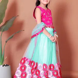 BAESD Girls Patchwork Ready to Wear Lehenga & Blouse With Dupatta image 4