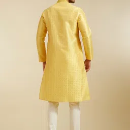 Diwas by Manyavar Woven Design Mandarin Collar Thread Work Straight Kurta image 4
