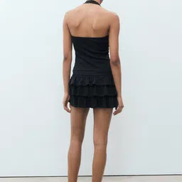 MANGO Halter Neck Ruffled Layered A-Line Mini Dress image 4