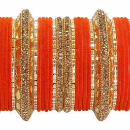 ZULKA Set Of 30 Gold-Plated Cubic Zirconia-Studded Chuda Bangles image 3