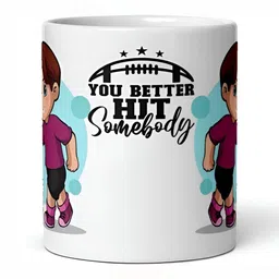 Mr UVD White & Blue Graphic Printed Ceramic Glossy Mug 350 ml image 2