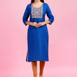 HIGHLIGHT FASHION EXPORT Women Ethnic Motifs Embroidered Daily Straight Kurta-image-35