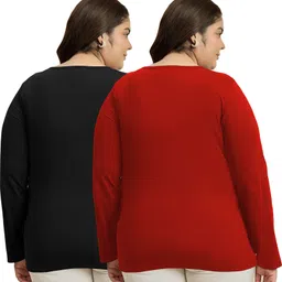 elite soul Pack of 2 Women Typography Round Neck Cotton Blend Multicolor T-Shirt image 2