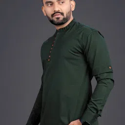 sopani Men Solid Cotton Blend Straight Kurta image 3