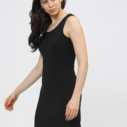tokyo talkies Women Ribbed Black Above Knee/Mid Thigh Length Dress image 3