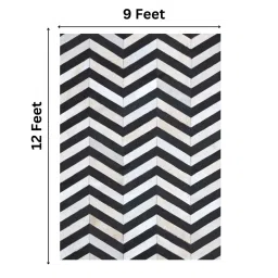 dazzhome Black Hair On Leather Chevron Hand Woven 9ftx12ft Carpet image 3