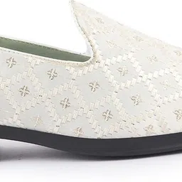 fausto Embroidered Sequin Ethnic Slip-On Juttis|Party Loafer Shoes for Wedding Festive Mojaris For Men image 5