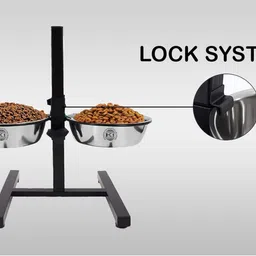 bowlfull buddies 1600ml Adjustable Pets Bowl H-Base Stand with Stainless Steel Removable Bowls Stainless Steel Pet Bowl image 3