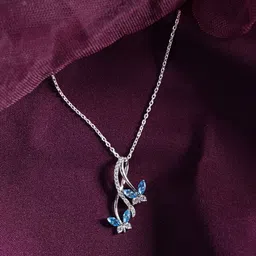 clara Butterfly Rhodium Cubic Zirconia Sterling Silver Pendant-picture-24