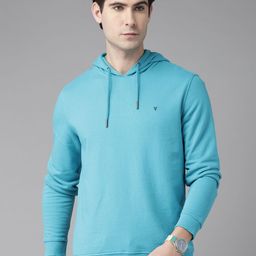 Van Heusen Men Blue Solid Hooded Sweatshirt-picture-4