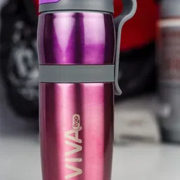 VIVA h2o Pink & Grey Printed Stainless Steel Vaccum Insulated Travel Mug 420 ml image 1