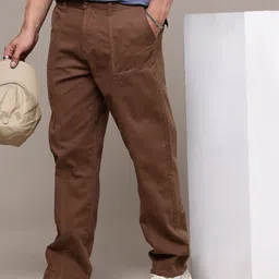 The Roadster Lifestyle Co. Men Relaxed Pure Cotton Loose Fit Trousers-picture-19