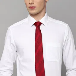 Louis Philippe Men Maroon Woven Design Broad Tie image 2