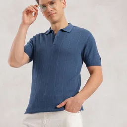 Nautica Polo Collar Textured Pure Cotton T-shirt-picture-43