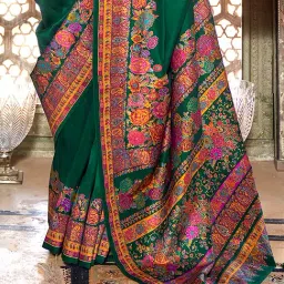 Elora Green Silk Floral Saree with Blouse image 4
