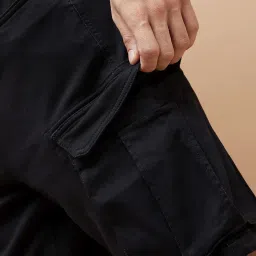 Forca By Lifestyle Black Cotton Regular Fit Cargo Shorts image 4