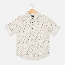 Allen Solly Kids Cream Cotton Printed Full Sleeves Shirt-picture-23