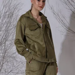 NEUDIS Olive Corduroy Solid Jacket image 4