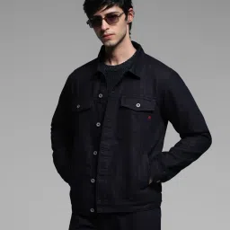 Jack & Jones Navy Cotton Regular Fit Denim Jacket image 4